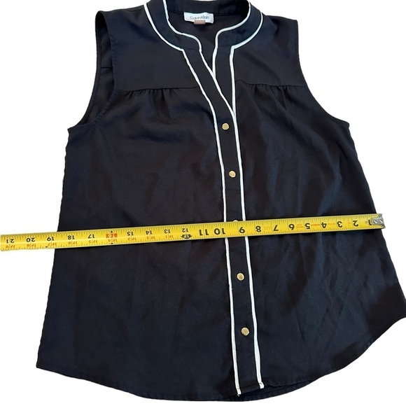 Calvin Klein Black White Trim Sleeveless Blouse size Small - Picture 12 of 17